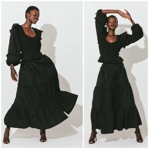 Cleobella Ursula Solid Ankle Skirt In Black Size XL NWT